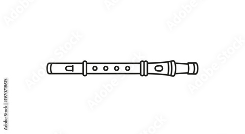 Simple Line Drawing Icon of a Recorder Musical Instrument