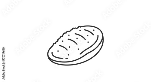 Simple line drawing of a bread loaf, minimalist food icon, bakery symbol, vector illustration