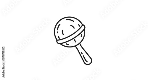 Simple Line Drawing of a Rattle Toy on White Background