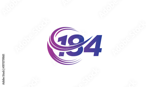 184 Number Logo Design with Purple Gradient Swirl Circle