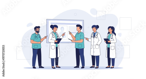 Medical Team Discussing Patient Case in Modern Clinic