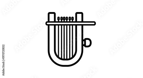 Simple Line Art Icon of a Lyre, Ancient Musical Instrument