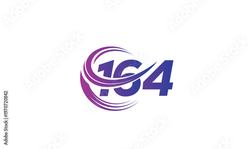 164 Number Logo Design with Purple Gradient Swirl Circle