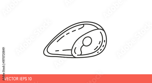 Simple Line Art Icon of a Mussel Shell with Pearl