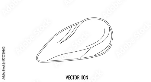 Simple Line Art Icon of a Mussel Shell, Vector Illustration