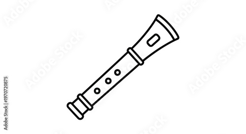Simple Line Art Icon of a Recorder Musical Instrument