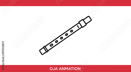 Simple Line Art Icon of a Recorder Flute, Musical Instrument, Vector Illustration