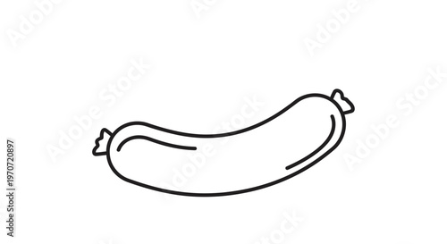 Simple Line Art Icon of a Sausage, Minimalist Food Illustration