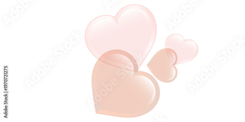 Softly Blended Pastel Hearts Floating Gracefully on White Background.