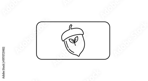 Simple acorn icon with a sprout inside, representing growth and nature, on a white background.