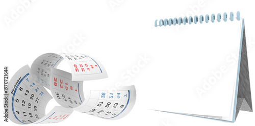 calenddar empy for yout text pages flying - 3d rendering