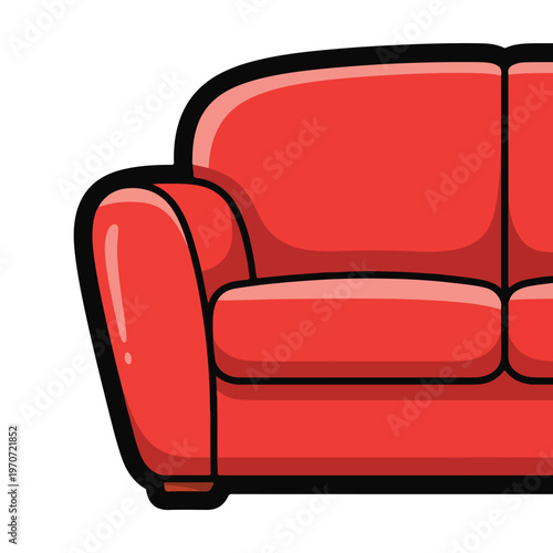 A red couch with a shiny surface