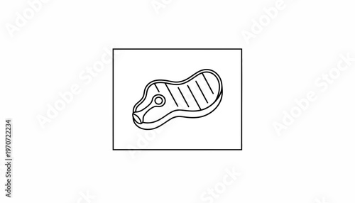 Raw Steak Icon - Grilled Meat Symbol on White Background