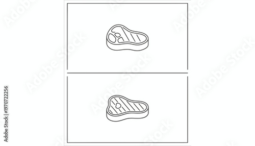 Raw Steak Cutout, Top View, Isolated on White Background