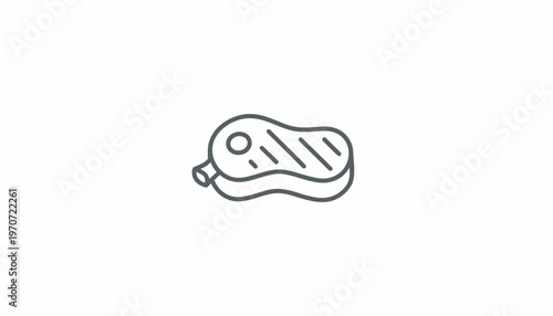 Raw Steak Icon Vector Illustration - Simple Meat Cut Graphic on White Background