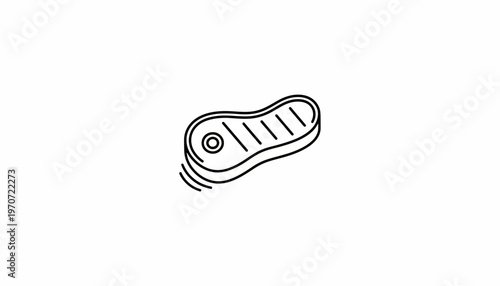 Raw Steak Icon, Meat Cut, Food Symbol, Simple Line Art, Isolated on White