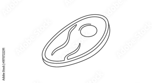 Raw Steak Icon, Minimalist Line Art Food Symbol