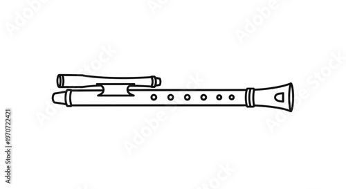 Recorder Musical Instrument Line Art Icon Vector Illustration