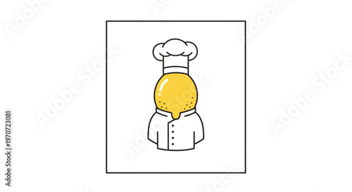 Chef Egg Character with Hat and Uniform, Minimalist Food Concept