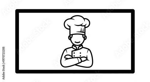 Chef Icon on Screen, Professional Cooking, Culinary Arts, Restaurant Service