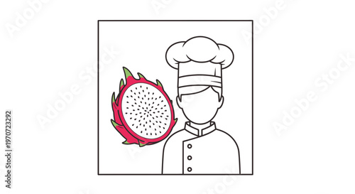Chef with Dragon Fruit Slice - Healthy Food Concept