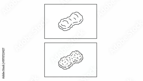 Chicken nugget illustration, simple line art, isolated on white background