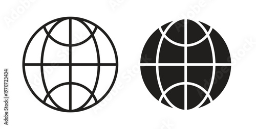 Globe icon design line and solid vector pack on white background