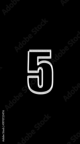 White chain link number 5 on black background decorative numeral white on black metallic chain