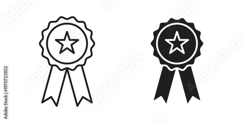 Badge icon design line and solid vector pack on white background