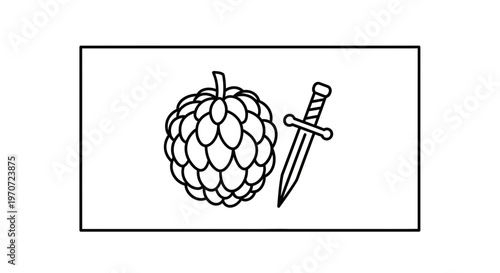 Pine Cone and Dagger Icon, Vector Illustration