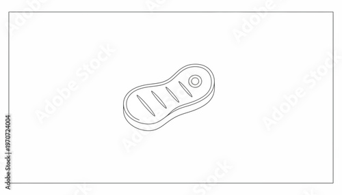 Raw Beef Steak Icon, Simple Line Art, Food Ingredient, Isolated on White Background