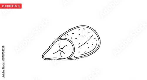 Raw Chicken Leg Quarter Icon, Simple Line Art Illustration