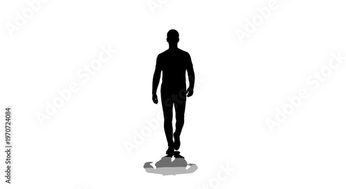 silhouette of person balancing on floating rocks vector illustration
