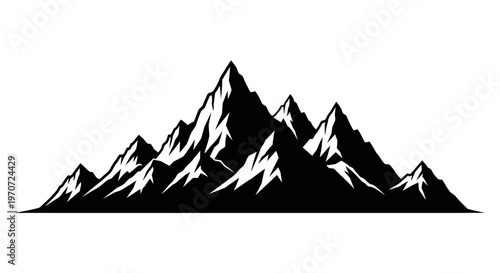 black mountain range vector illustration, flat design