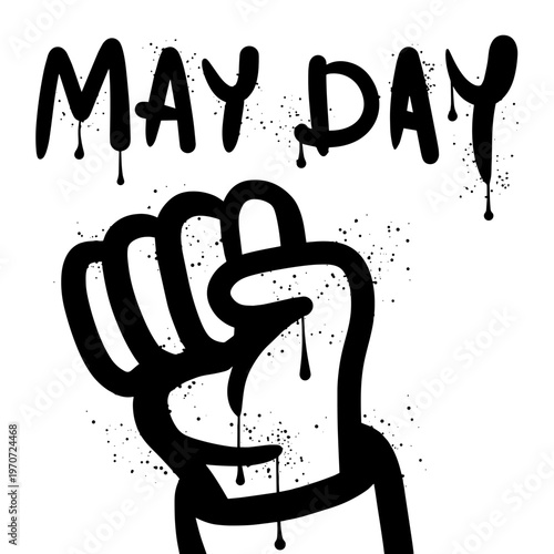 Fist graffiti spray for Labor Day poster