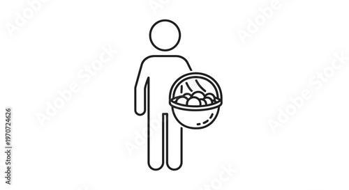 Person Holding Basket of Apples Icon - Healthy Food and Lifestyle Concept