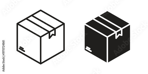 Boxes icon design line and solid vector pack on white background