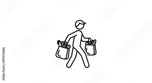 Person Walking with Grocery Bags Full of Food