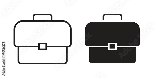 Briefcase icon design line and solid vector pack on white background