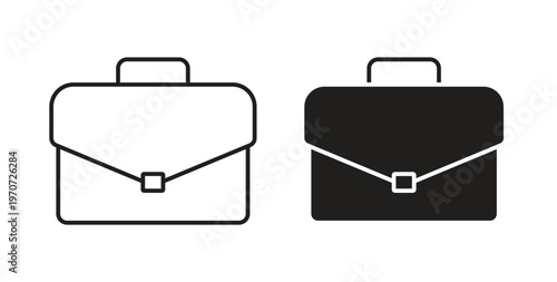 Briefcase icon design line and solid vector pack on white background