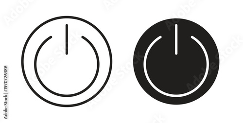 Button on off icon design line and solid vector pack on white background