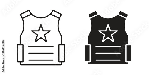 Bulletproof vest icon design line and solid vector pack on white background