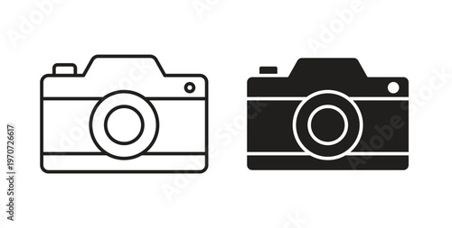 Camera icon design line and solid vector pack on white background