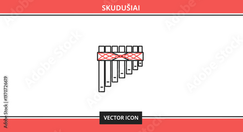 Pan Flute Icon Vector Illustration - Traditional Musical Instrument