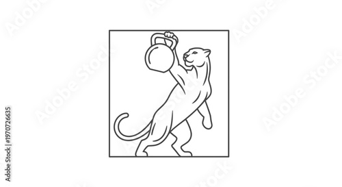 Panther Lifting Kettlebell Line Art Logo