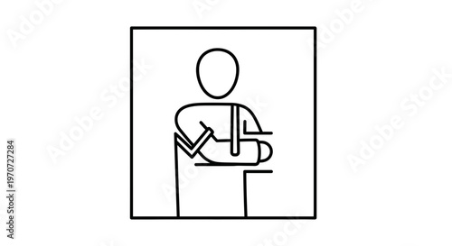 Man with arm in sling, medical injury, recovery, rehabilitation, healthcare concept