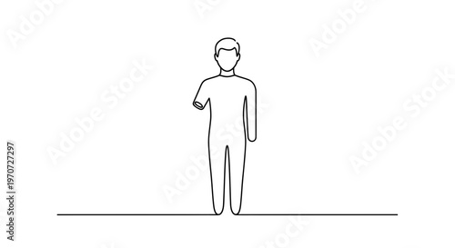 Man with one arm standing, minimalist line art, disability representation