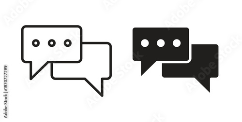 Conversation icon design line and solid vector pack on white background