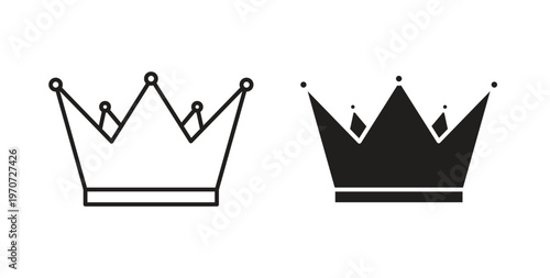 Crown icon design line and solid vector pack on white background