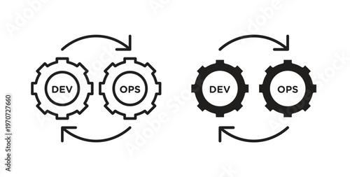 Dev ops icon design line and solid vector pack on white background
